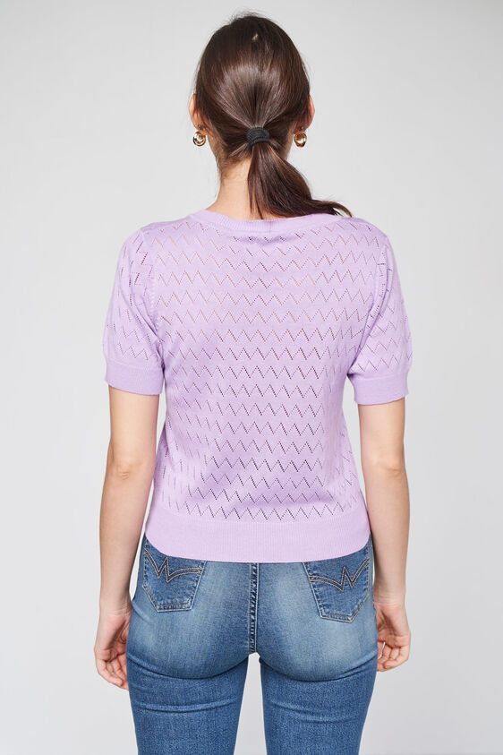 Self Design V-Neck Top, Lilac, image 5