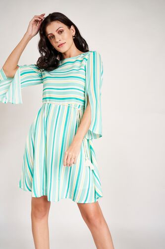 5 - Mint Stripes Knee Length Dress, image 5