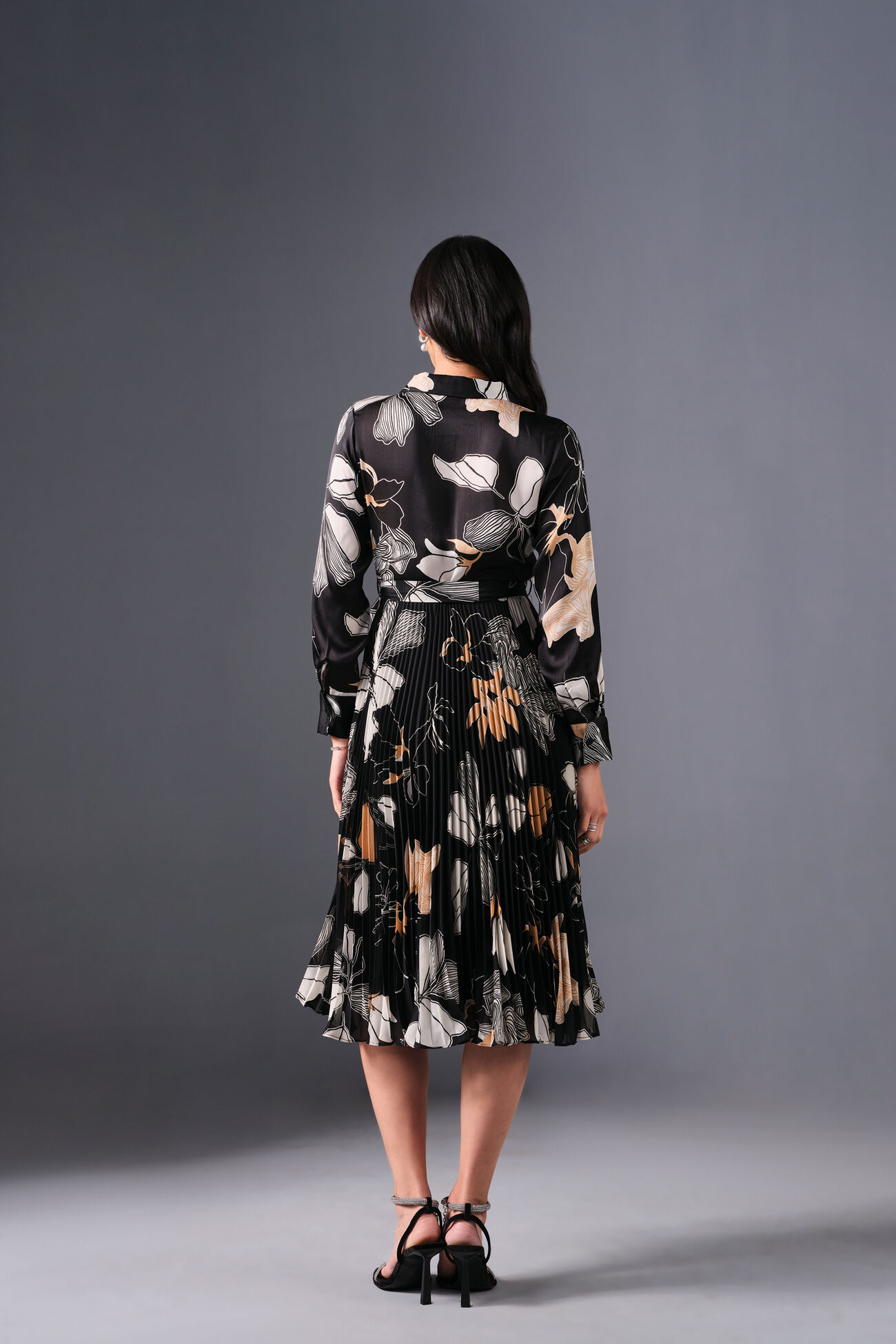 Luxe Printed Dress, Black, image 6