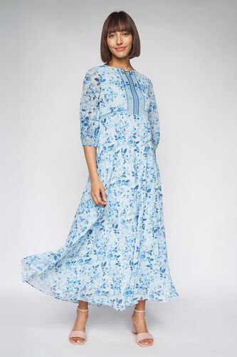1 - Powder Blue Floral Fit and Flare Gown, image 1