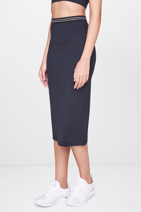 2 - Black Stripes Straight Midi Skirt, image 2