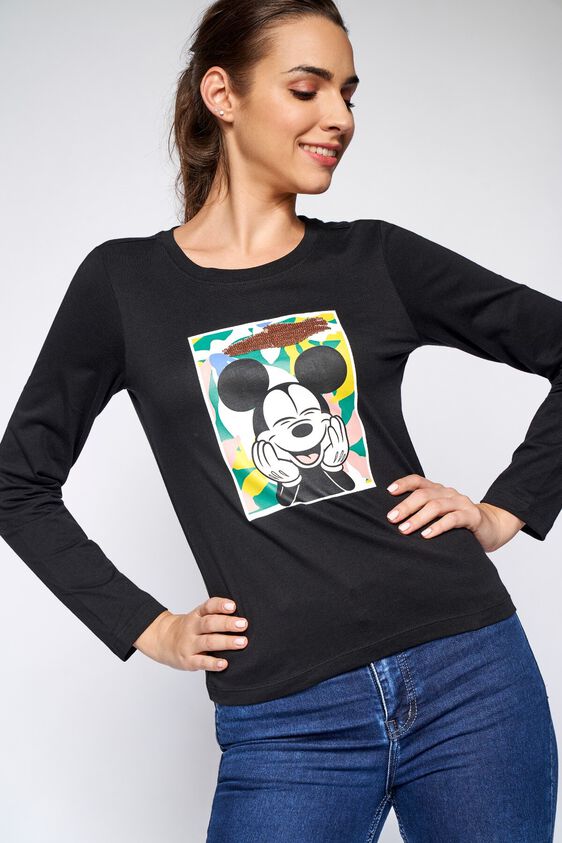 1 - Black Graphic Straight Top, image 1