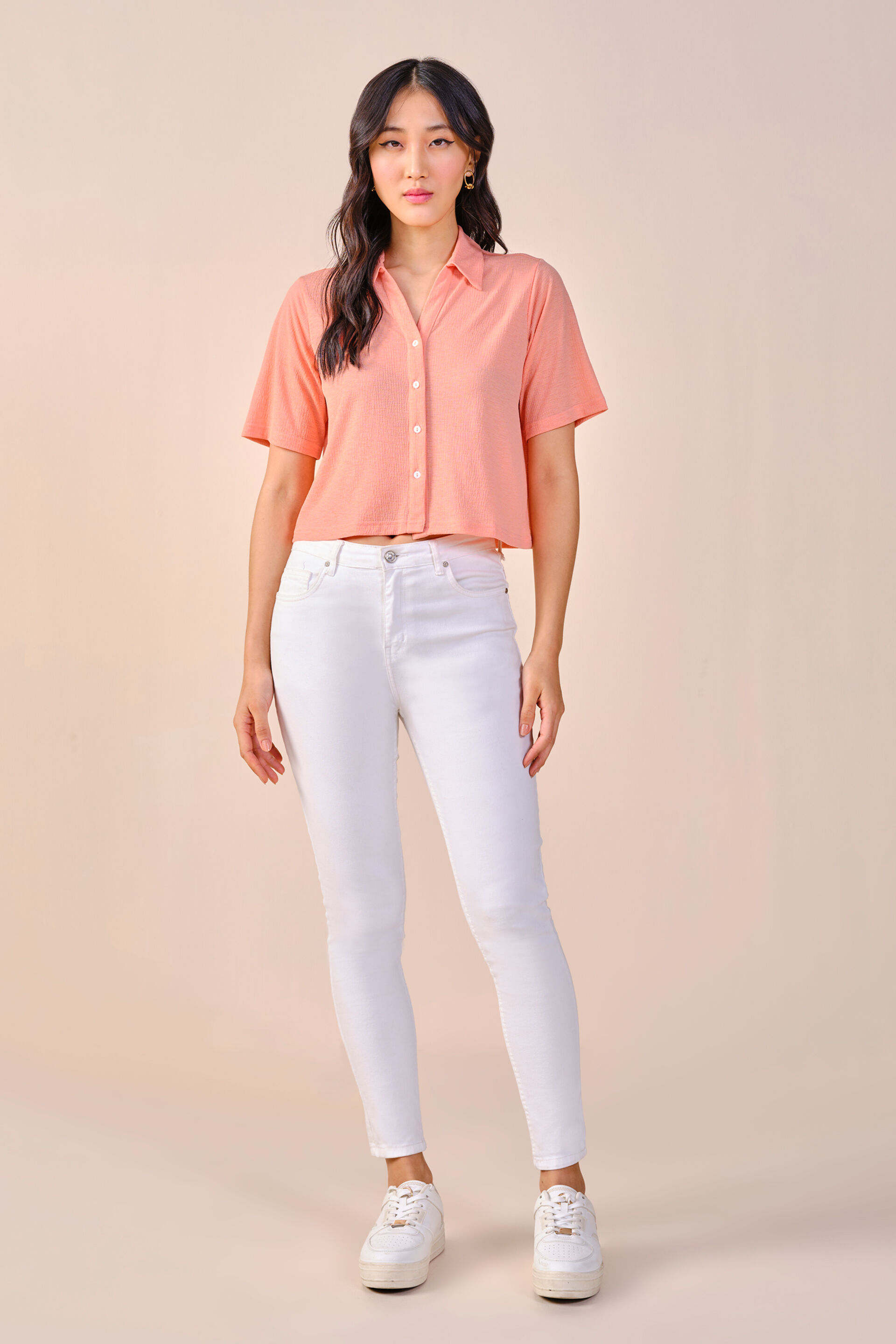 Sasha Solid Shirt, Peach, image 2