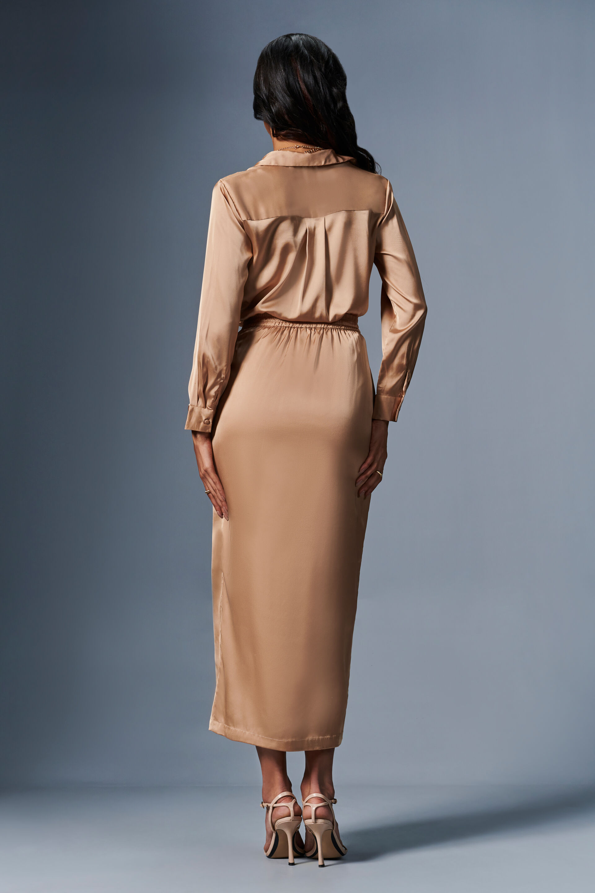 Satin Sway Set, Beige, image 3