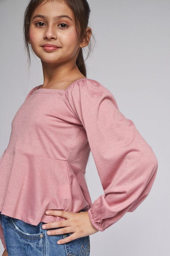 Blush Solid Peplum Top, Blush, image 1