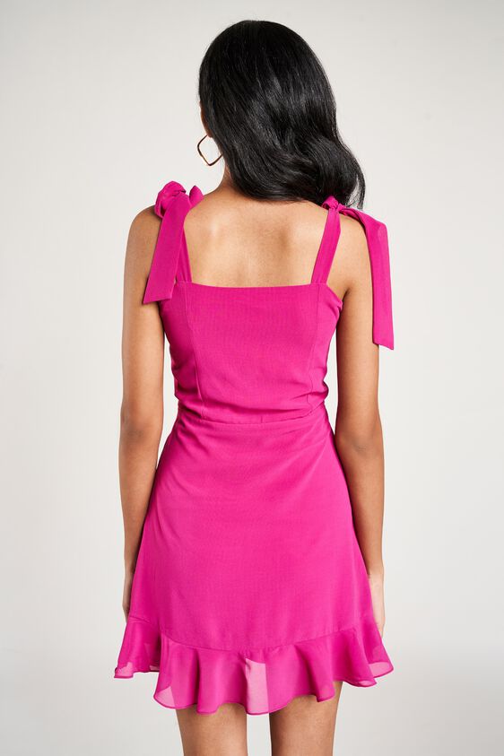 3 - Hot Pink Solid Fit And Flare Dress, image 3