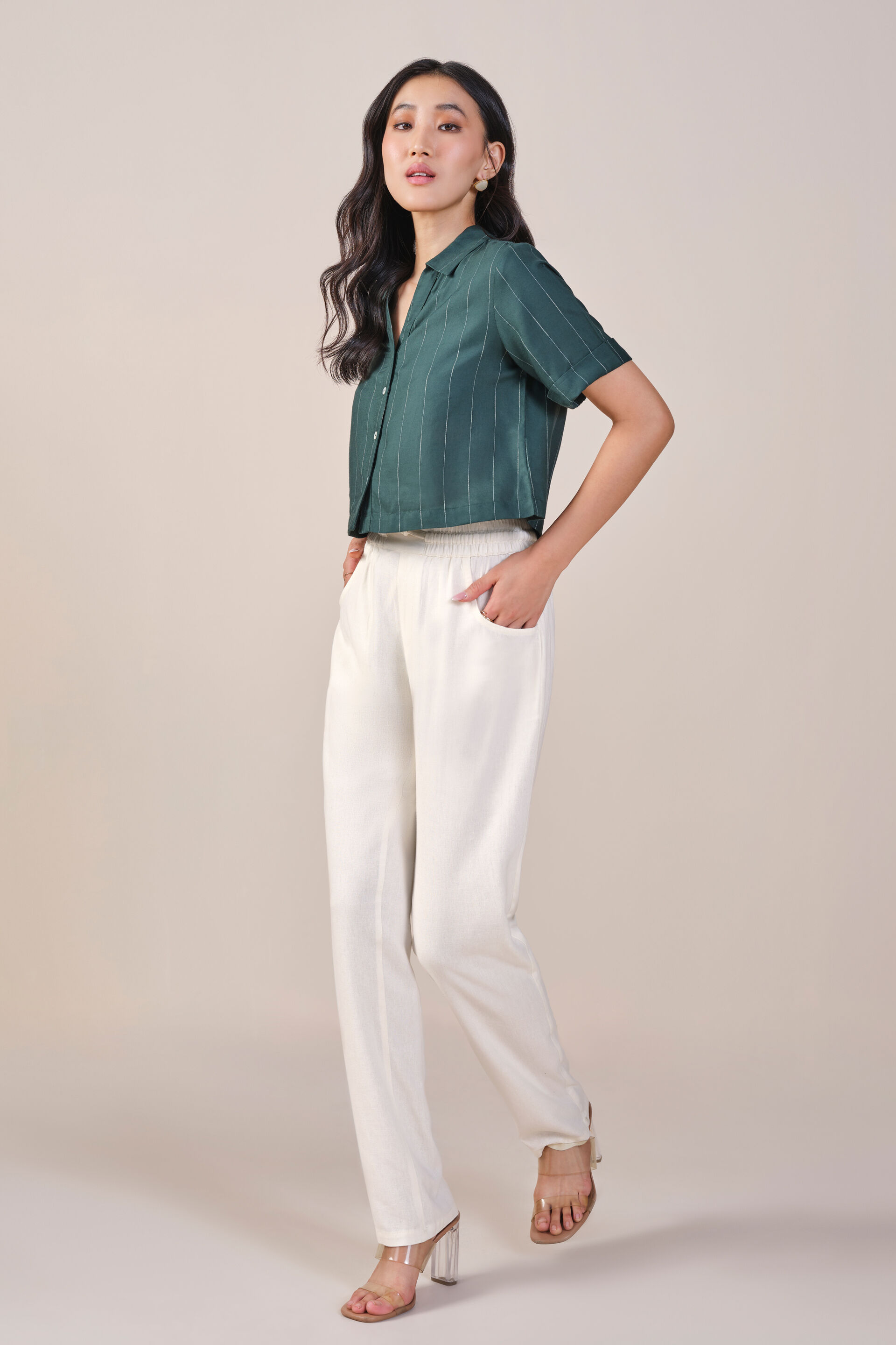 Summertime Viscose Blend Pants, White, image 2