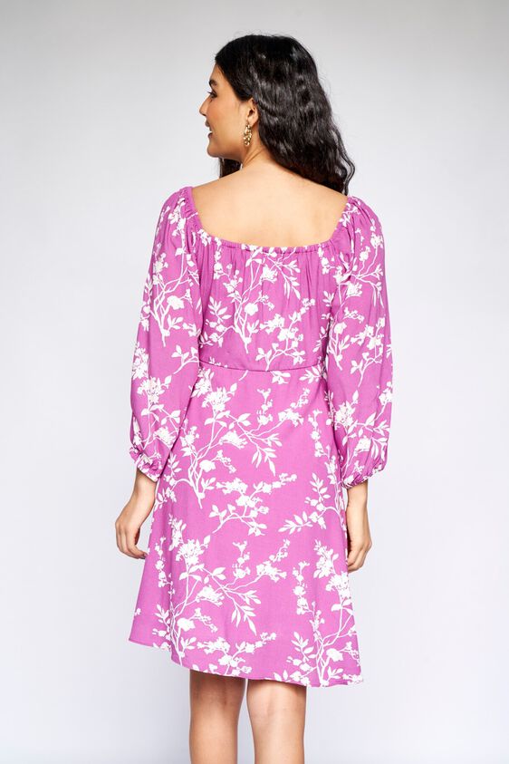 6 - Purple Floral Fit and Flare Dress, image 6