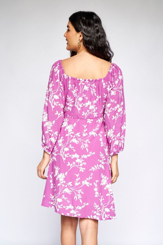 6 - Purple Floral Fit and Flare Dress, image 6