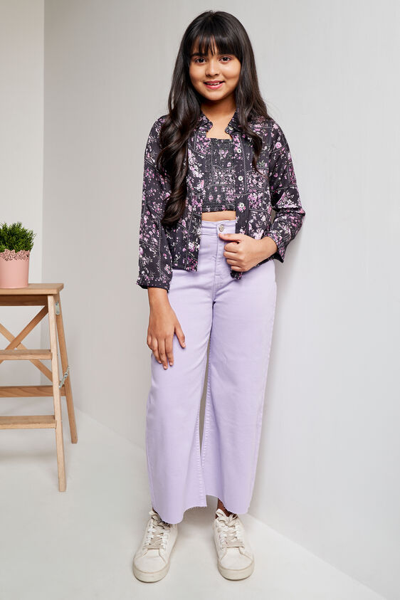 Black Floral Straight Suit, Black, image 1
