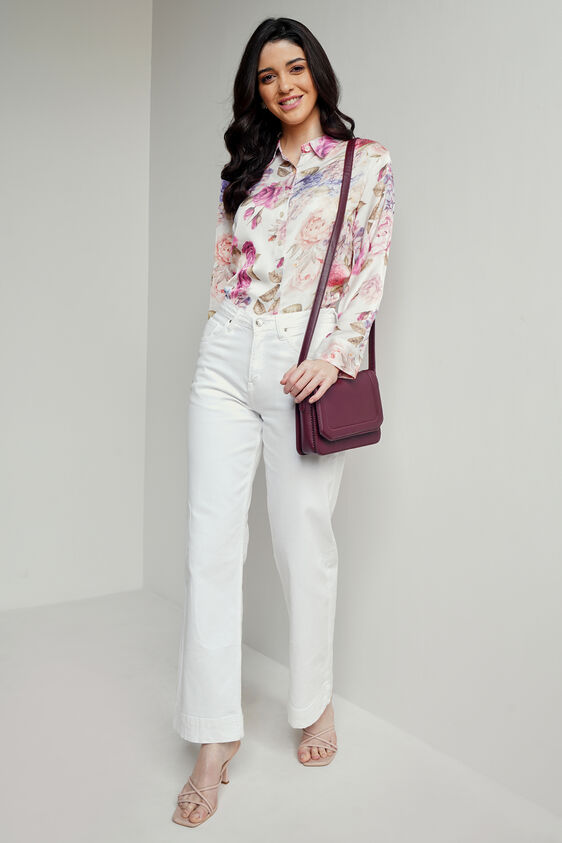Peach Floral Straight Top, Peach, image 3
