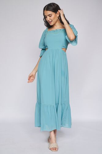 4 - Teal Solid Fit and Flare Gown, image 4