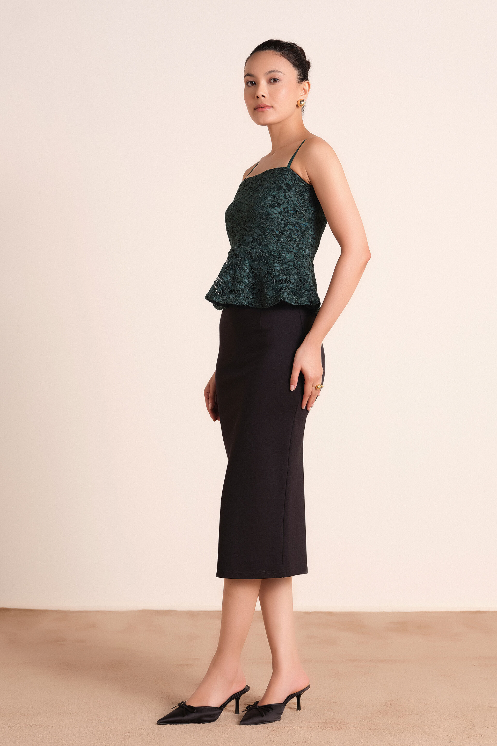 Green Lisanne Lace Top, Green, image 2