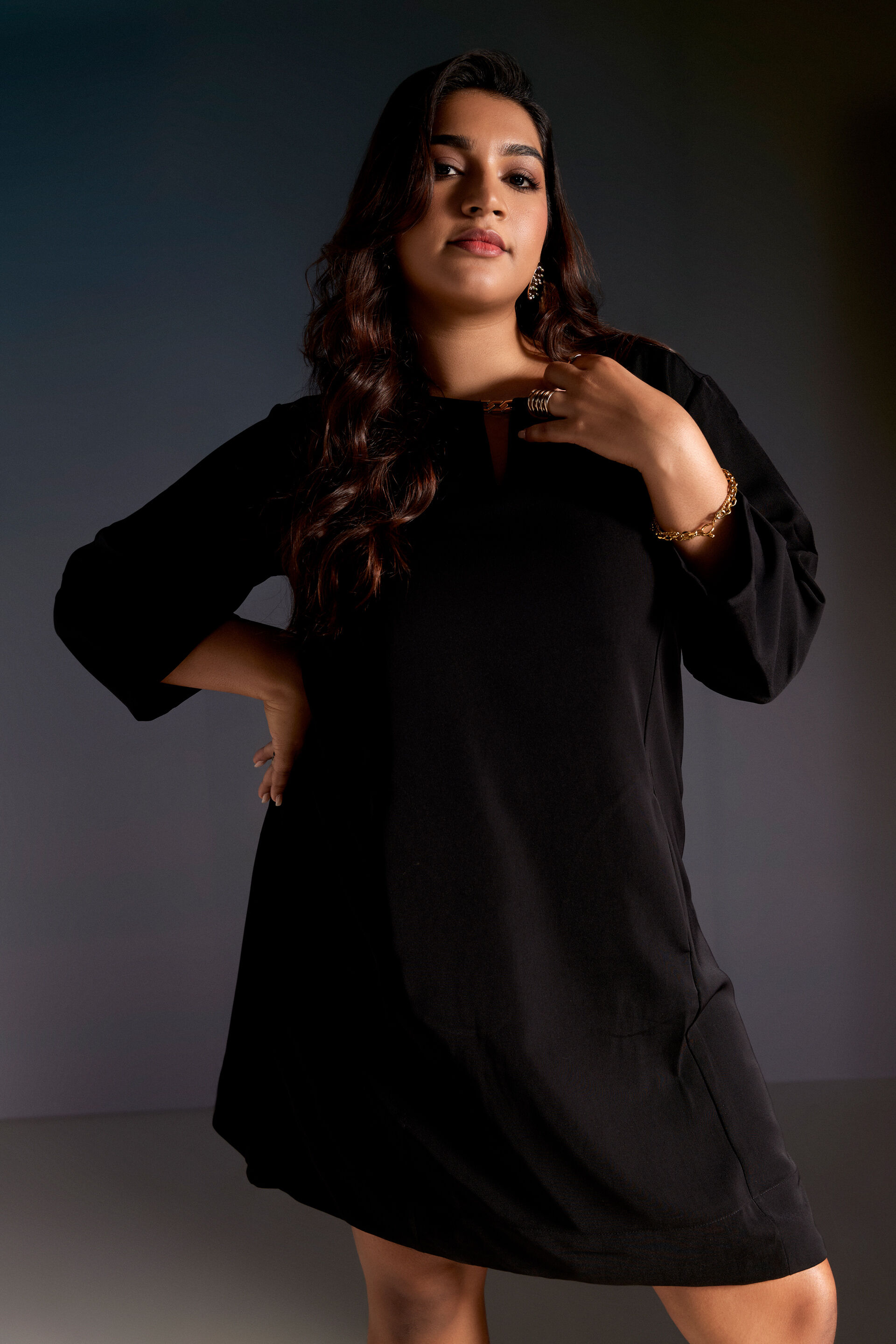 Straight black dress plus size new arrivals