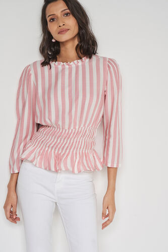 Pink Dobby Straight Top, Pink, image 4