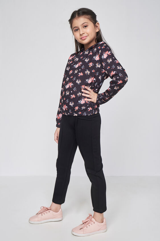 Black Floral Straight Jacket, Black, image 2