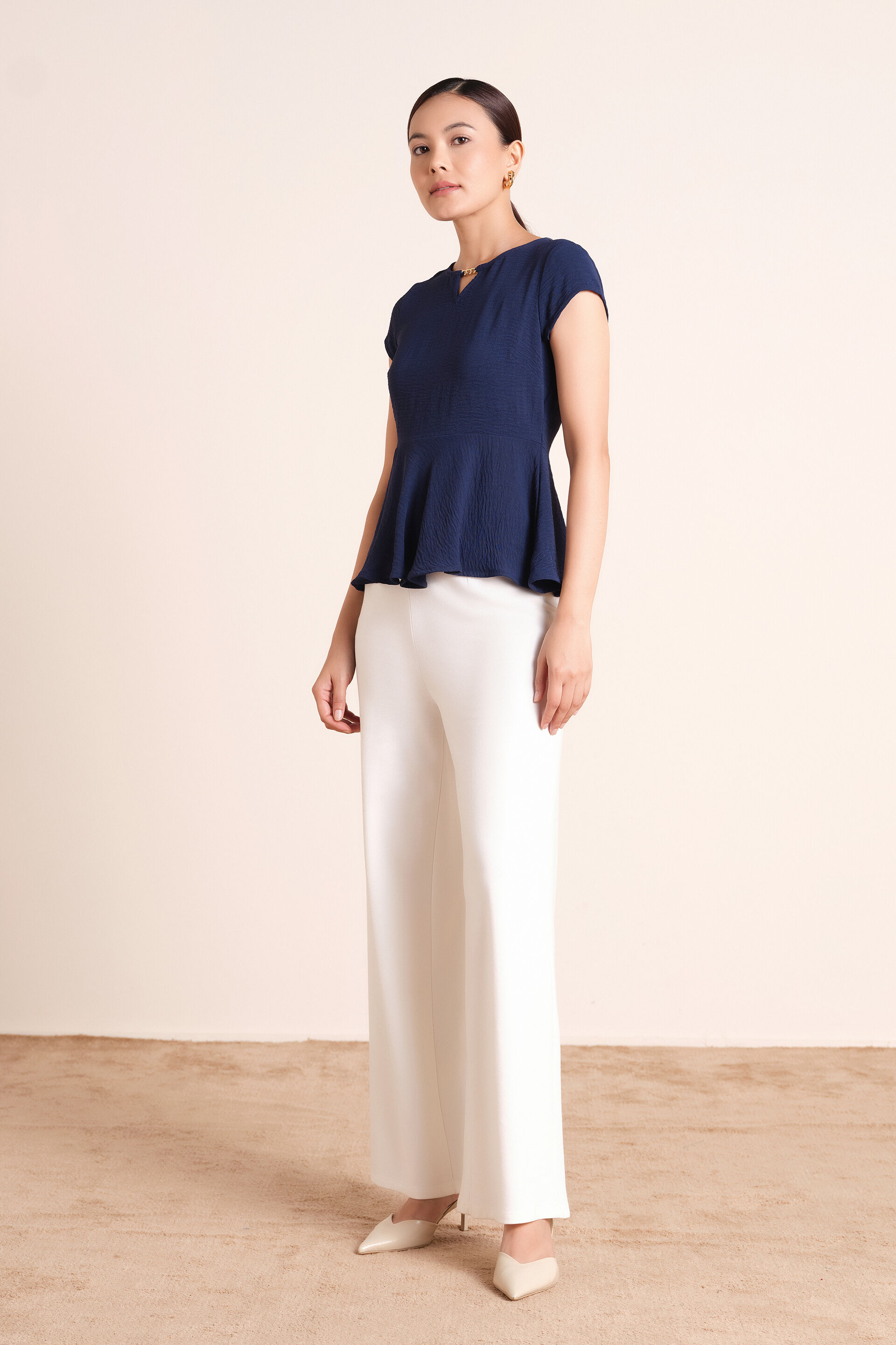 Camille Navy Peplum Top, Navy, image 4