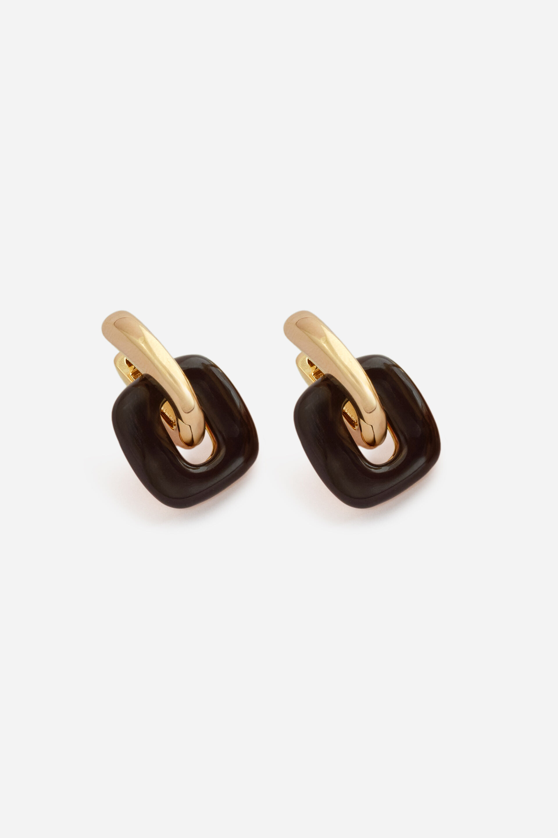 Brown Link Earrings, , image 2