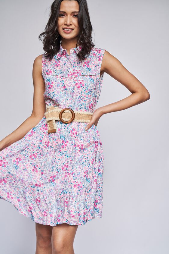 Multi Color Floral Flared Dress, Multi Color, image 2