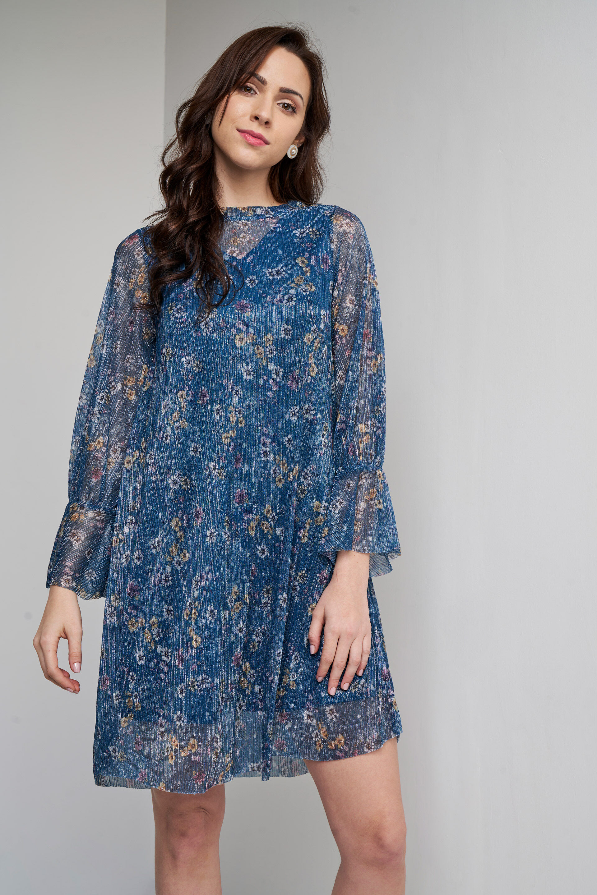 Multi Color Floral Round Neck Dress, Multi Color, image 3