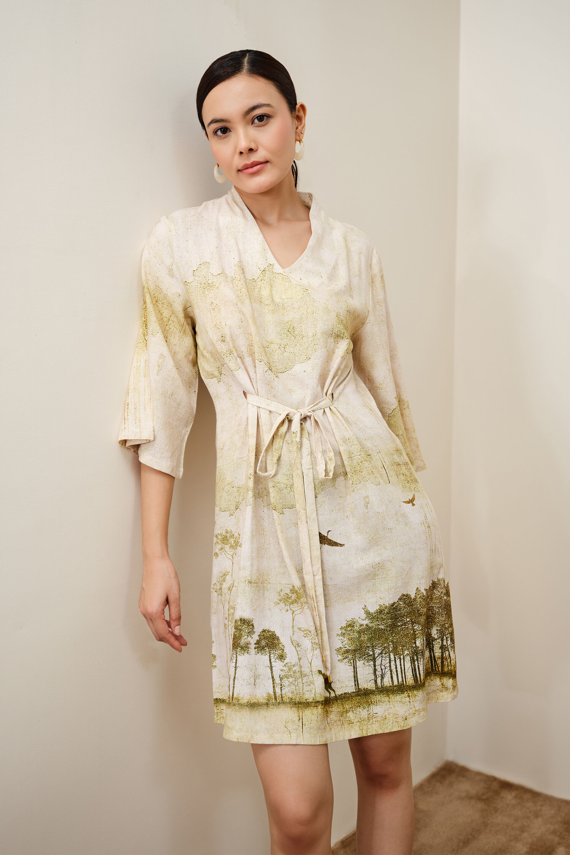 Safari Day Linen Dress, Green, image 4