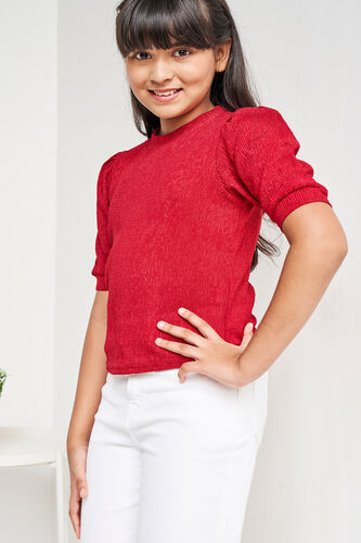 Solid Slip-On Straight Top, Red, image 4