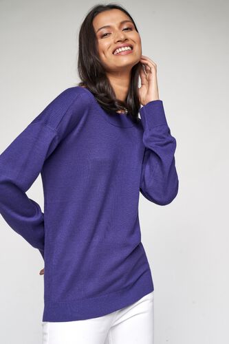 1 - Ink Blue Self Design Sweater Top, image 1