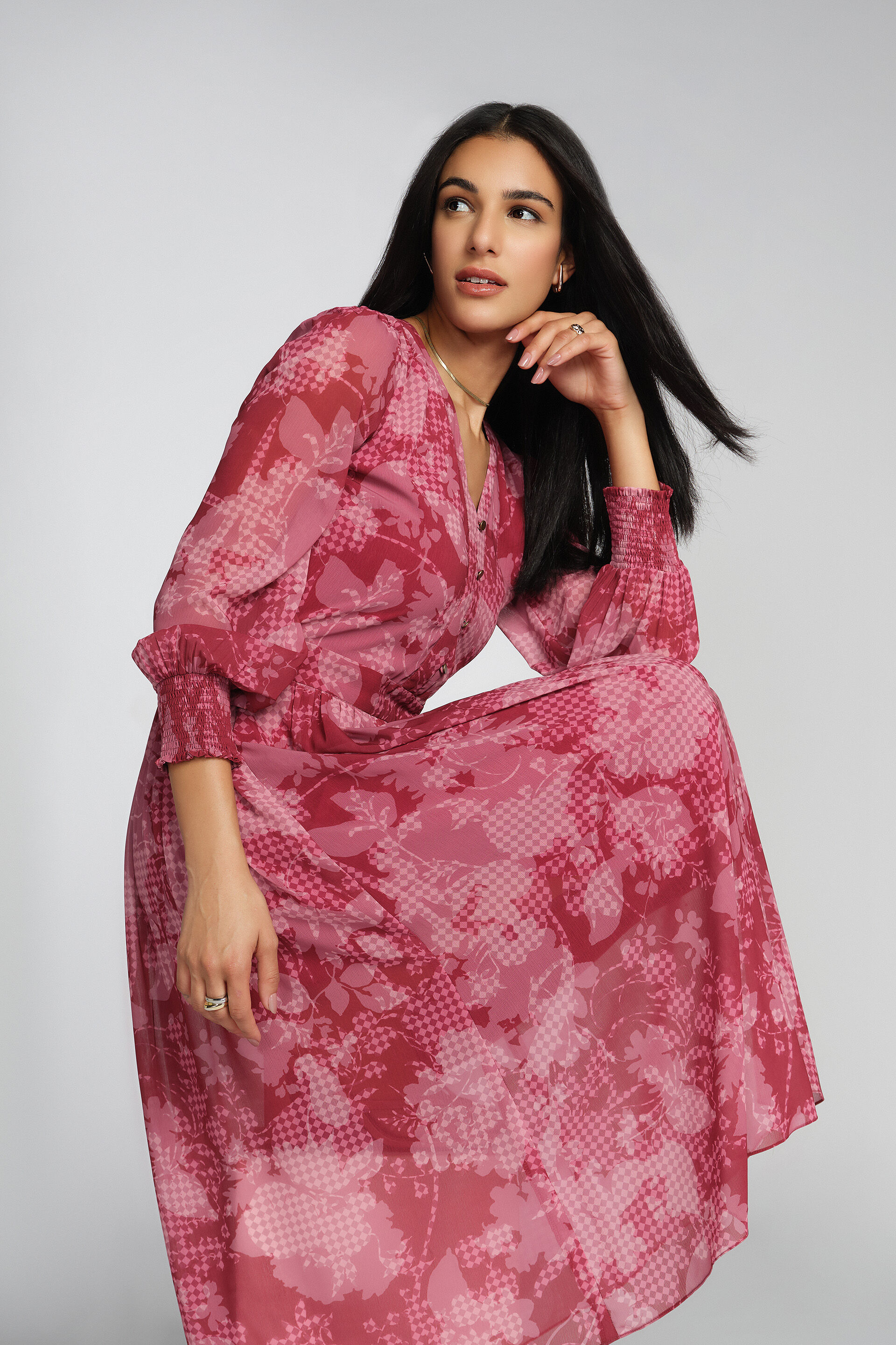 Petal Power Midi Dress, Pink, image 3