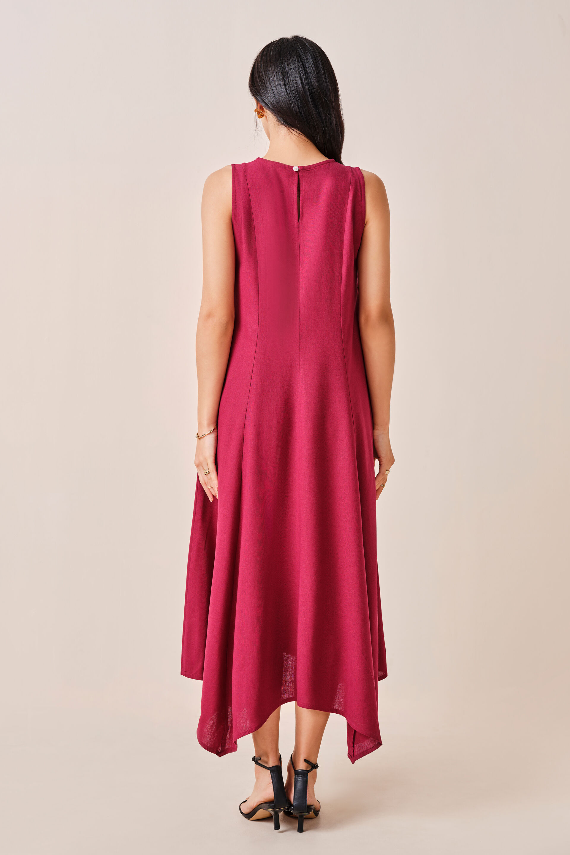 Ruby Viscose-blend Dress, Maroon, image 3