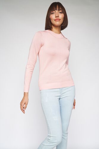 3 - Light Pink Self Design Sweater Top, image 3