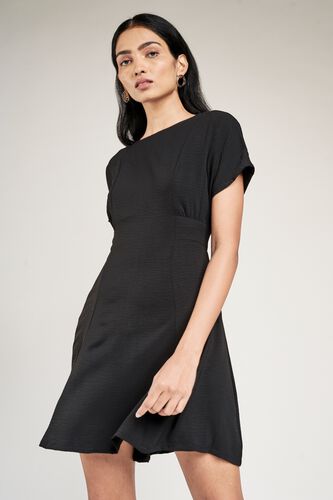 6 - Black Solid Fit And Flare Dress, image 6
