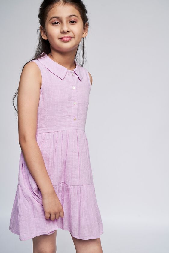 3 - Lilac Self Design Flounce Dress, image 3