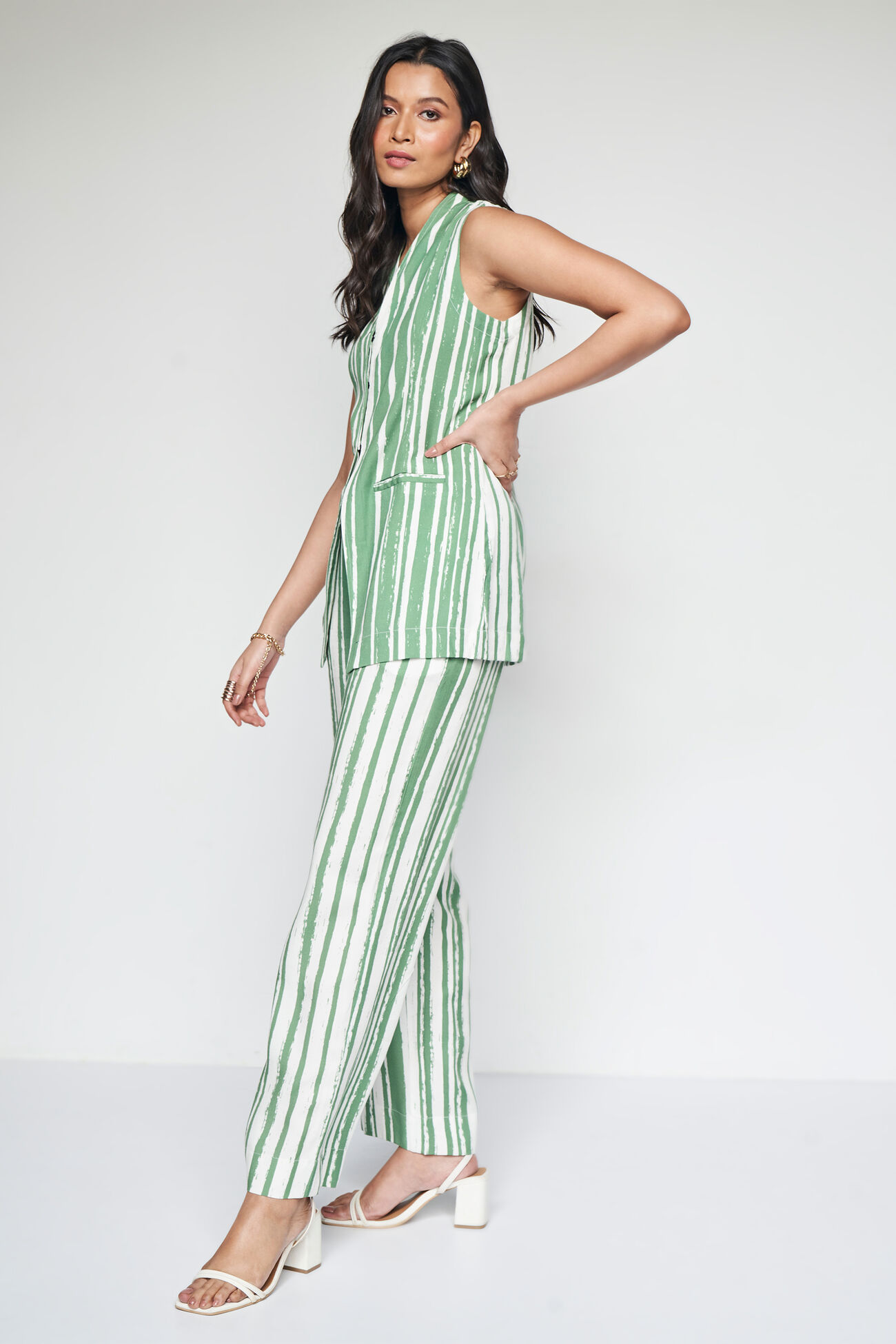 Stripe It Up Co-ords Set, Cream, image 3