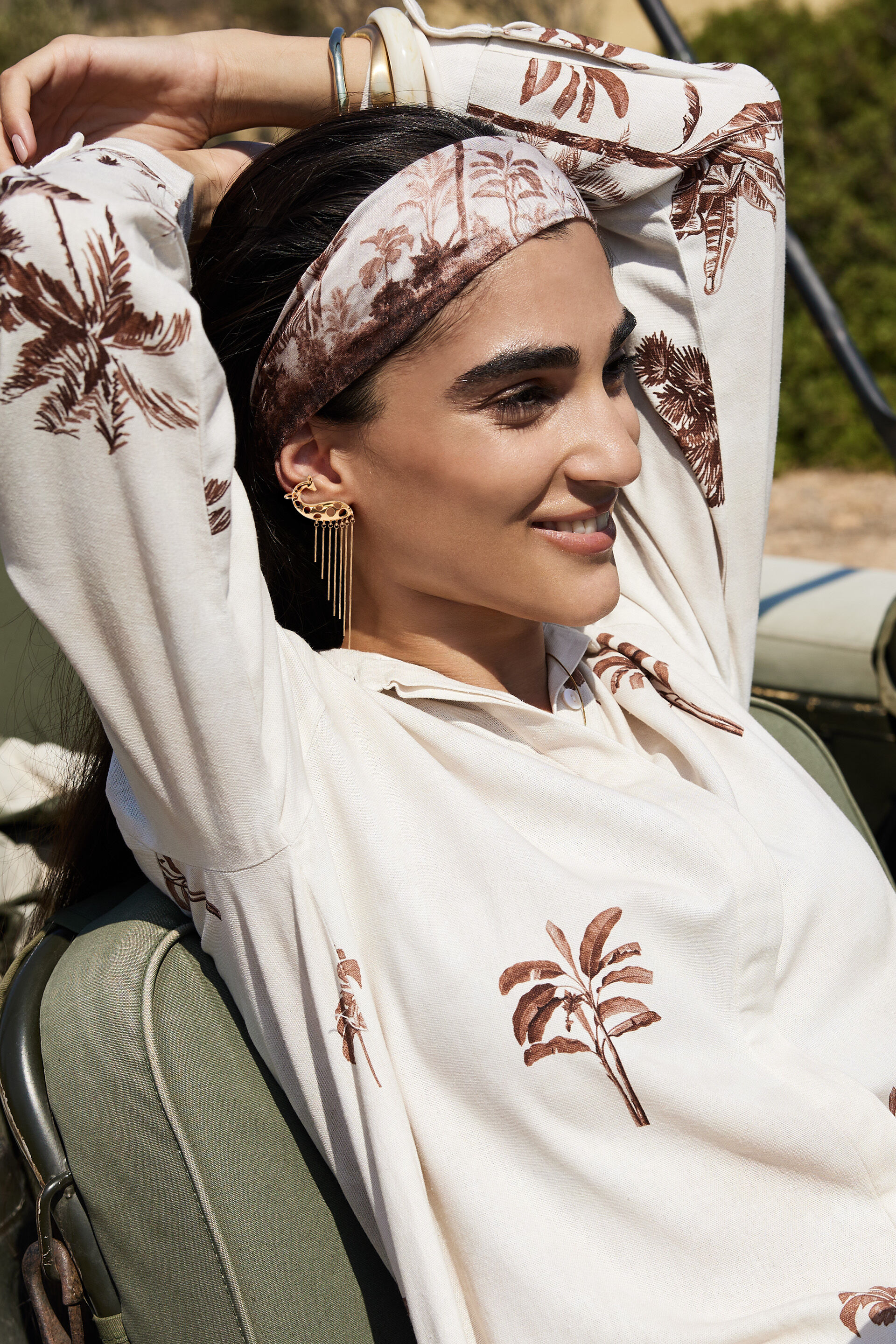 Naira Printed Co-ord Set, Brown, image 4