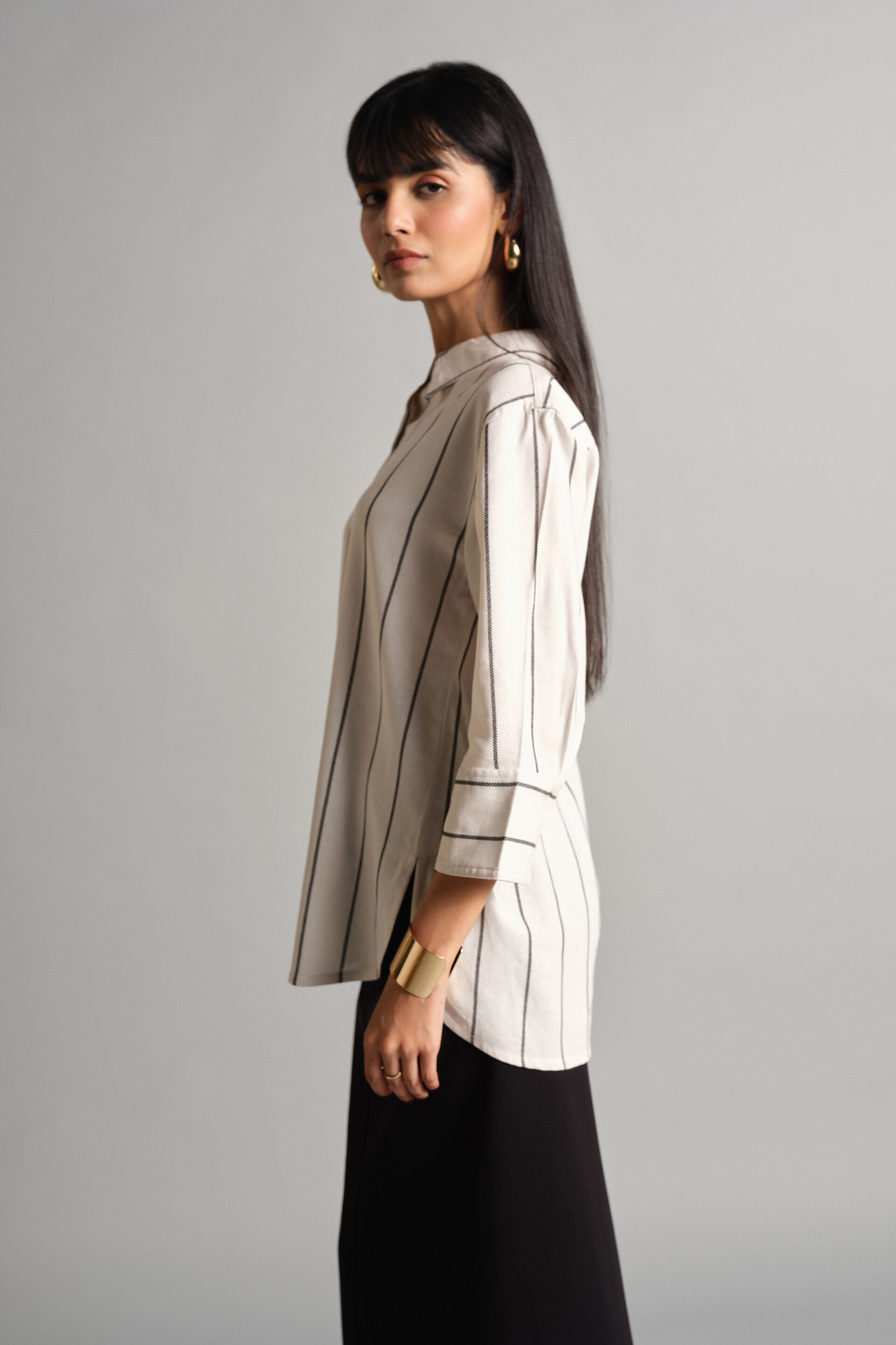 Classic Striped Shirt, White, image 4