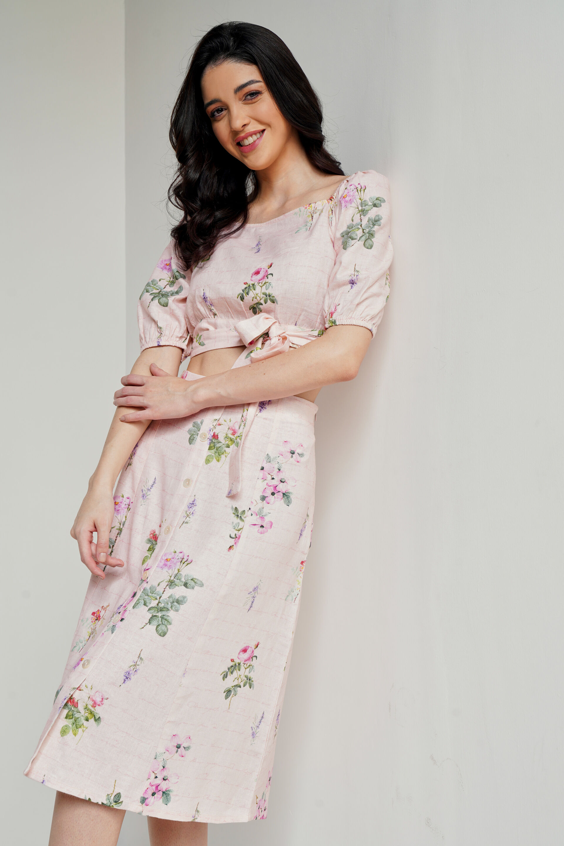 Pink Floral Flared Set-2, Pink, image 2