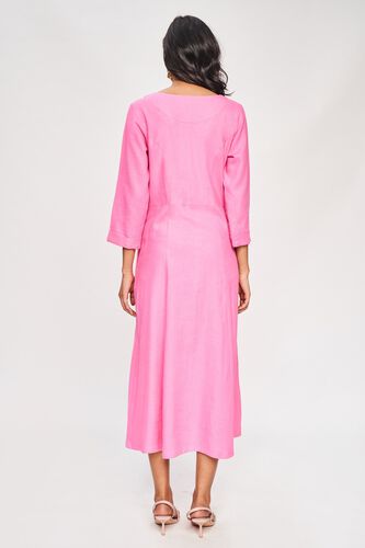 3 - Pink Solid Fit And Flare Dress, image 3