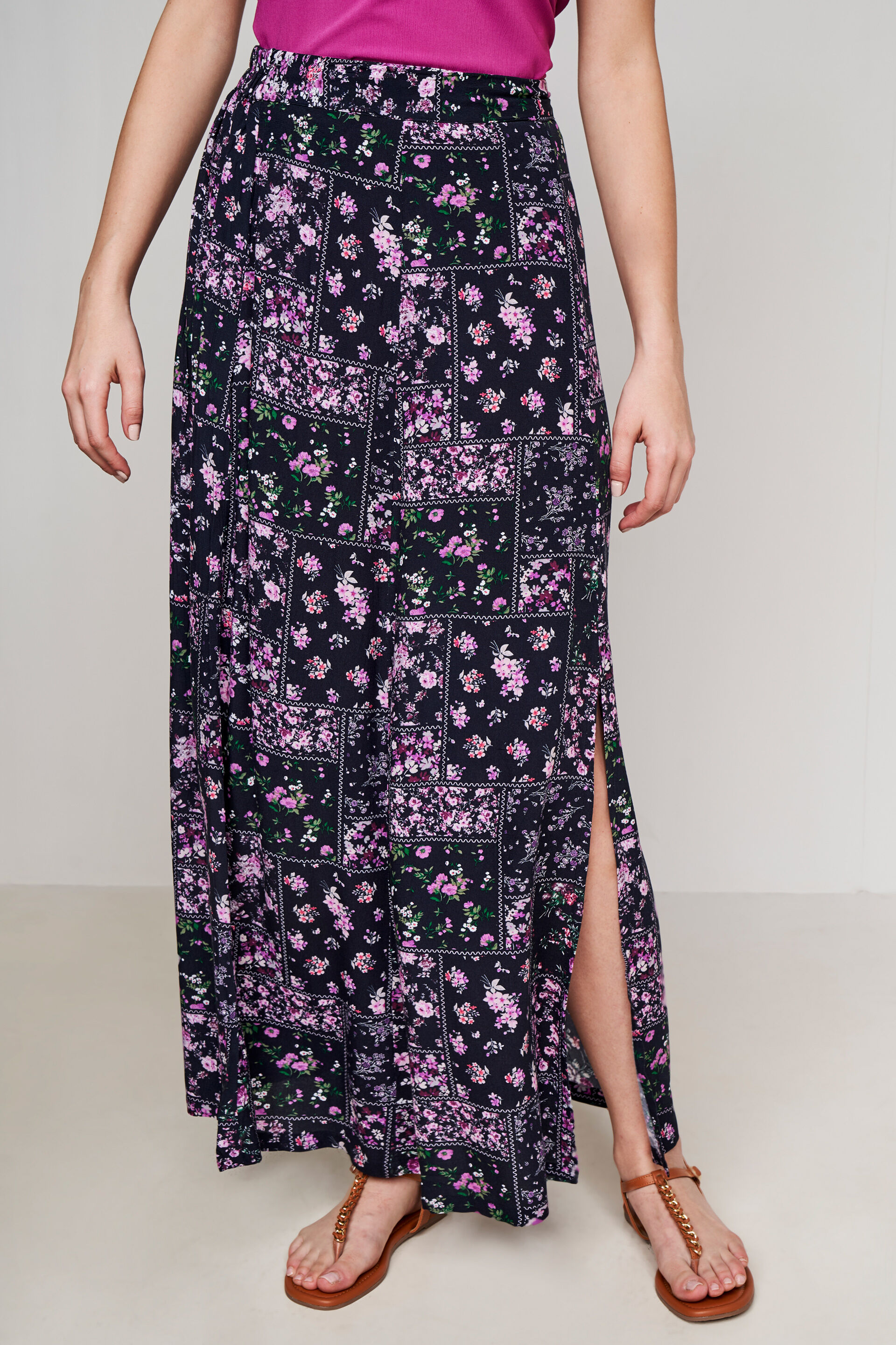 Multi Color Floral Straight Skirt, Multi Color, image 1