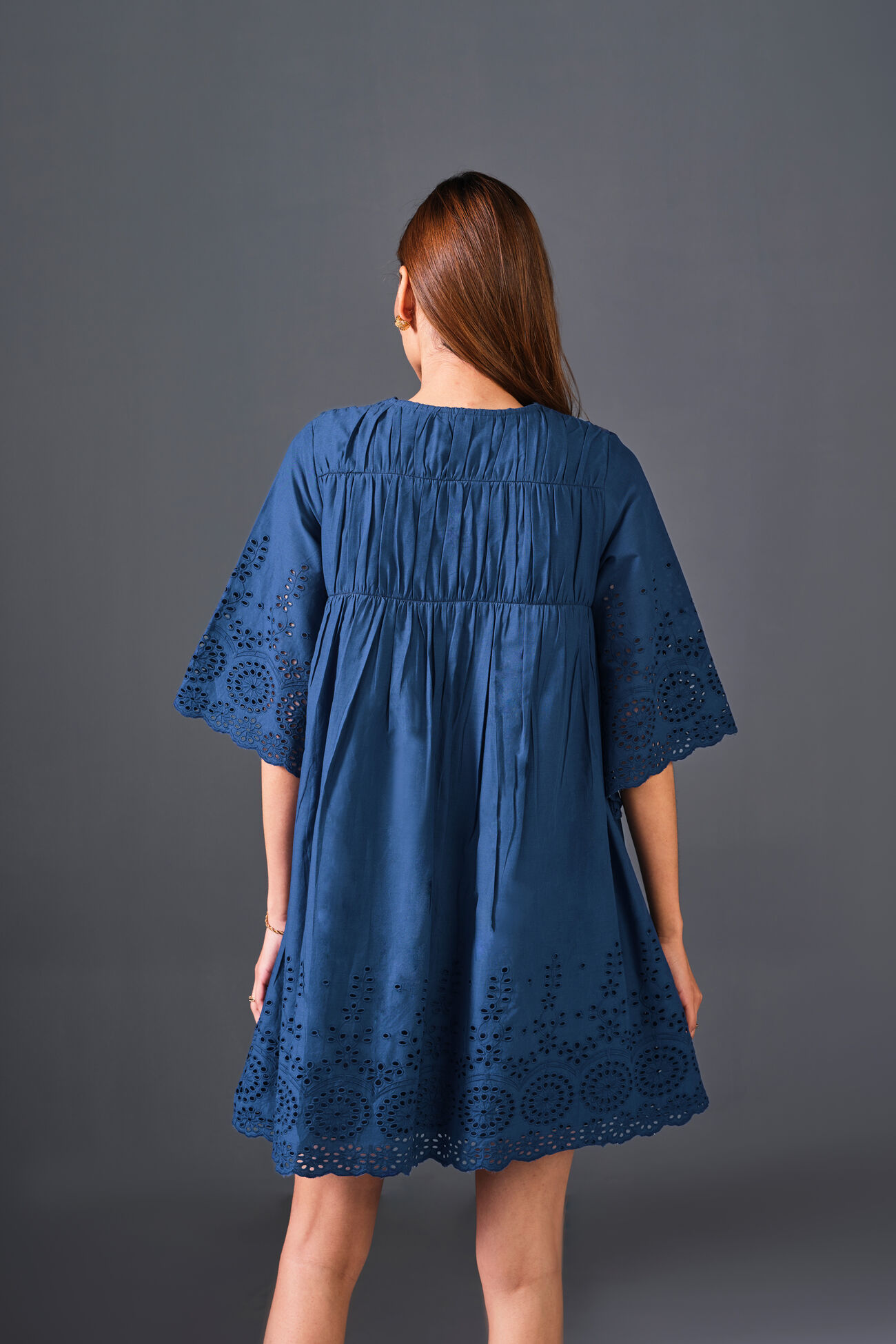 Breezy Fling Cotton Dress, Navy Blue, image 9