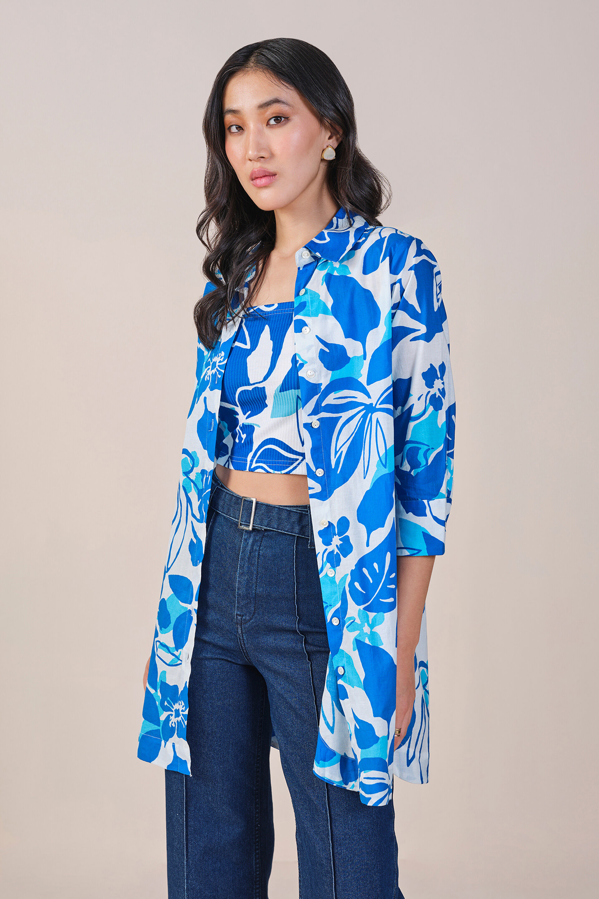 Floral Grace Shirt Set, Blue, image 3