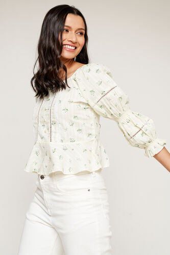 Yellow Floral Curved Top, Yellow, image 5