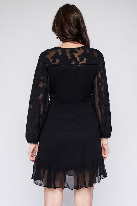 Black Solid Straight Dress, Black, image 4