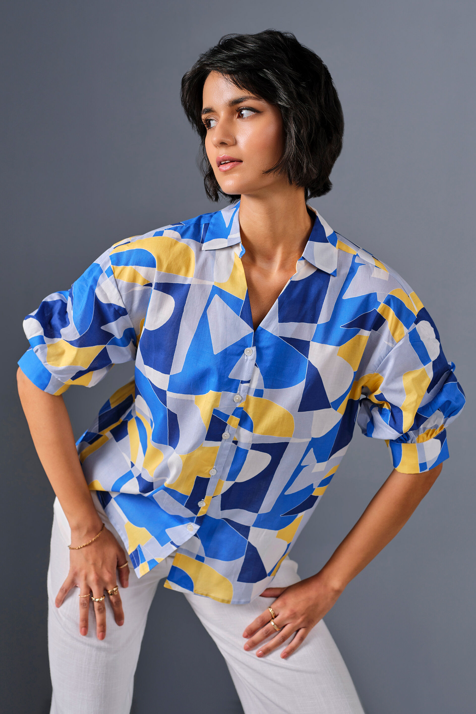 Work of Art Cotton Shirt, Blue, image 5
