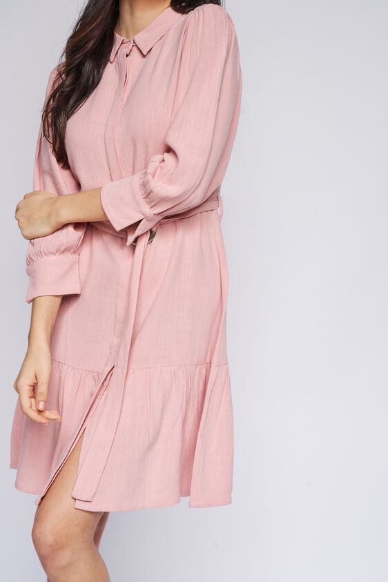 4 - Pink Solid Straight Dress, image 6