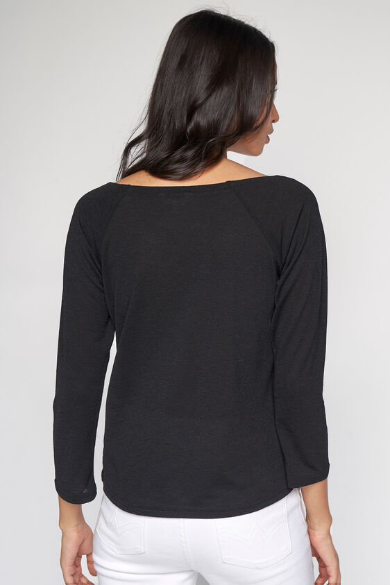 Black Solid Straight Top, Black, image 4