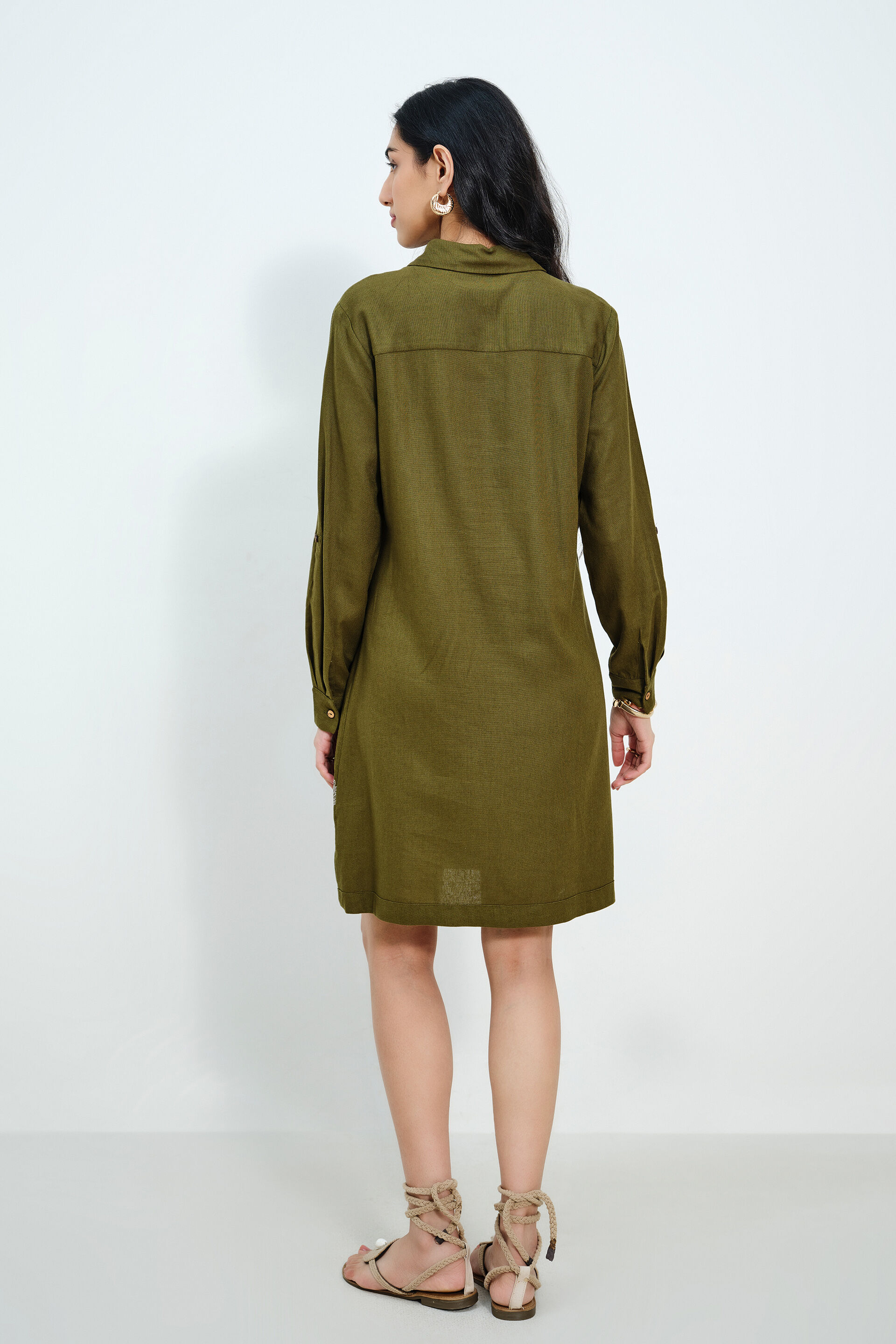 Olive Breeze Embroidered Dress, Olive, image 5