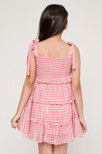 Pink Checks Flared Dress, Pink, image 5