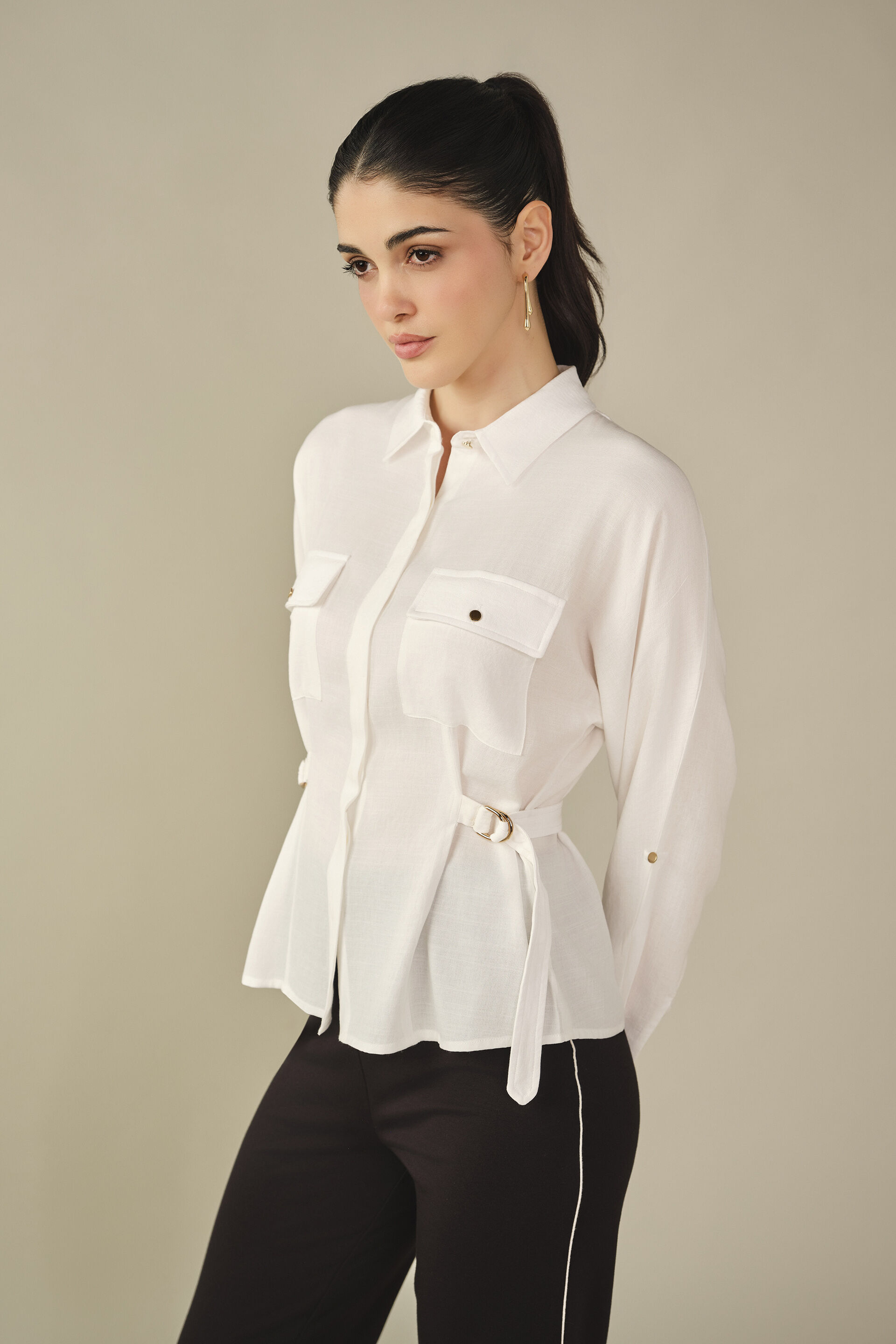 Solid Shirt in White, White, image 4