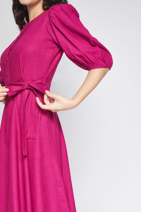 6 - Wine Solid Straight Dress, image 7