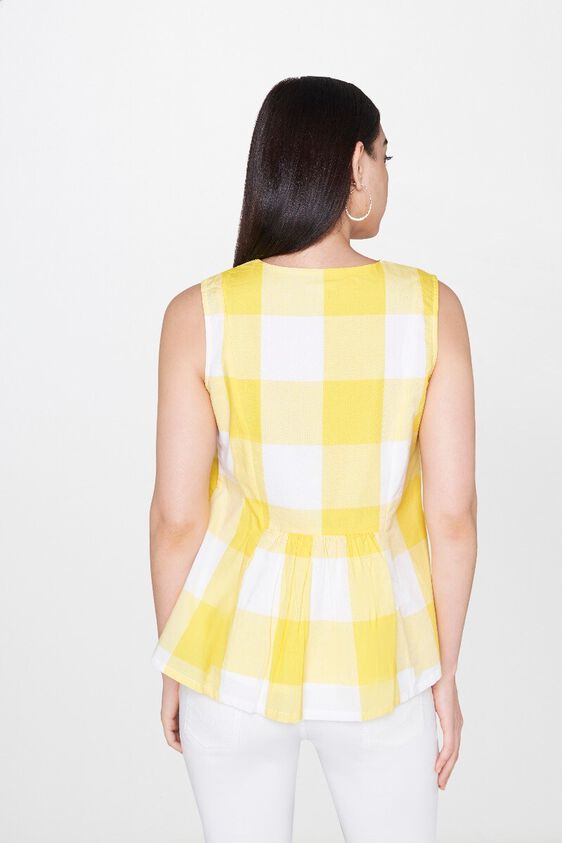 2 - Yellow Geometric Round Neck Shirt Style Top, image 2